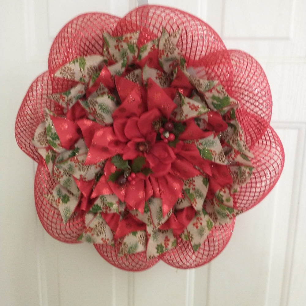 Red Deco Mesh Wreath